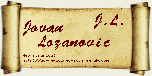 Jovan Lozanović vizit kartica